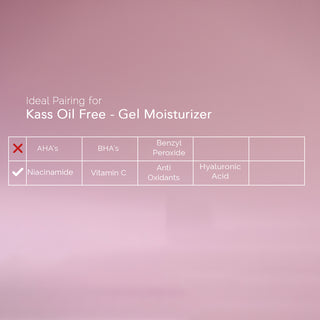 Pairing Table for Kass Oil Free Gel Moisturizer