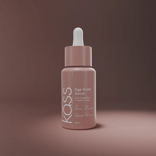 Kass Age Arrest Serum bottle on a brown background